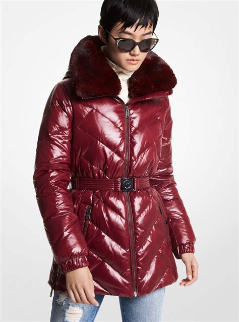 michael kors ruffled trim puffer